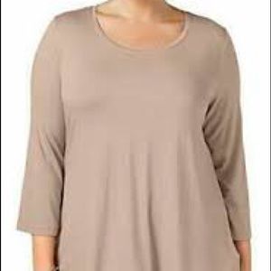 JM Collection 3/4 Sleeve Scoop Neck Shirt